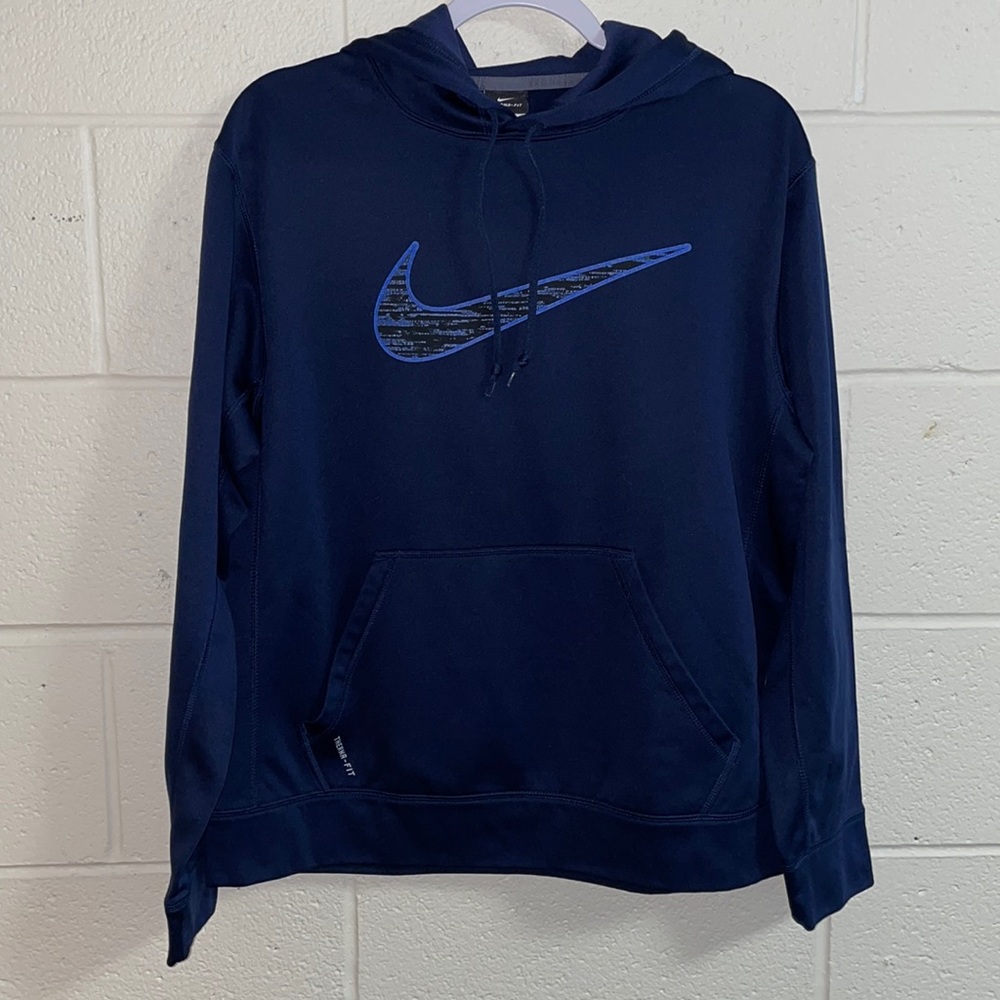 Nike Dri-Fit Light Fleece Navy Blue Swoosh Sweatshirt/Hoodie Mens Size Medium